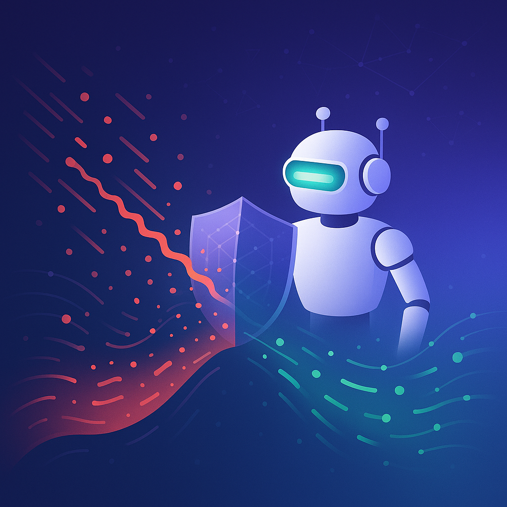 Placeholder: abstract mesh/data flow illustrating context-aware Gravity Forms spam filtering (final branded artwork to replace).